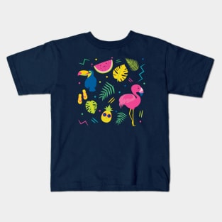 Summer Tropical Flamingo Pattern Kids T-Shirt